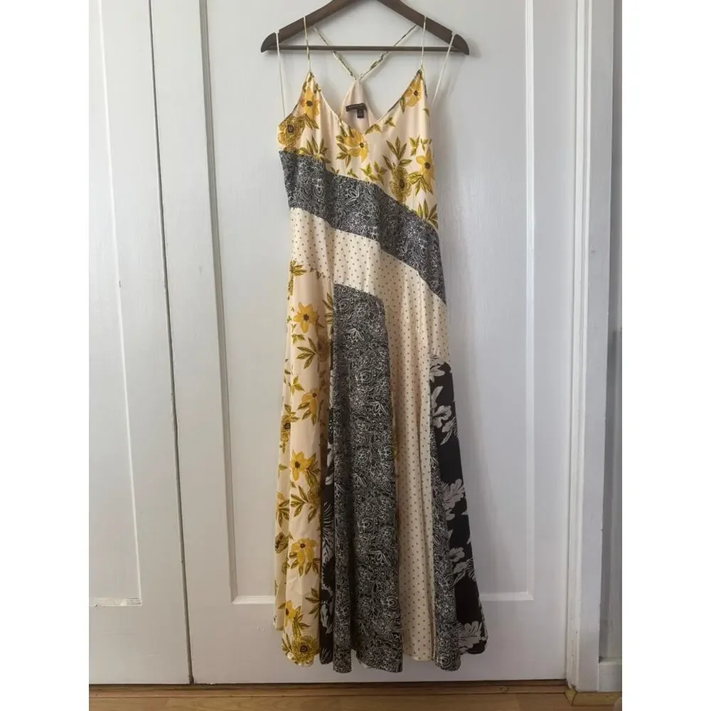 Banana Republic Mixed Print Patchwork Maxi Slip Dress Small Boho Resort Indie - Picture 2 of 9